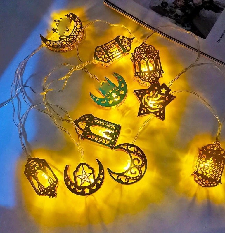 1.65M 10LED Ramadan Eid String Light, Star Fairy String Lights for Eid Festival Christmas Bedroom Garden Decorations (Not Include Battery) - Image 4